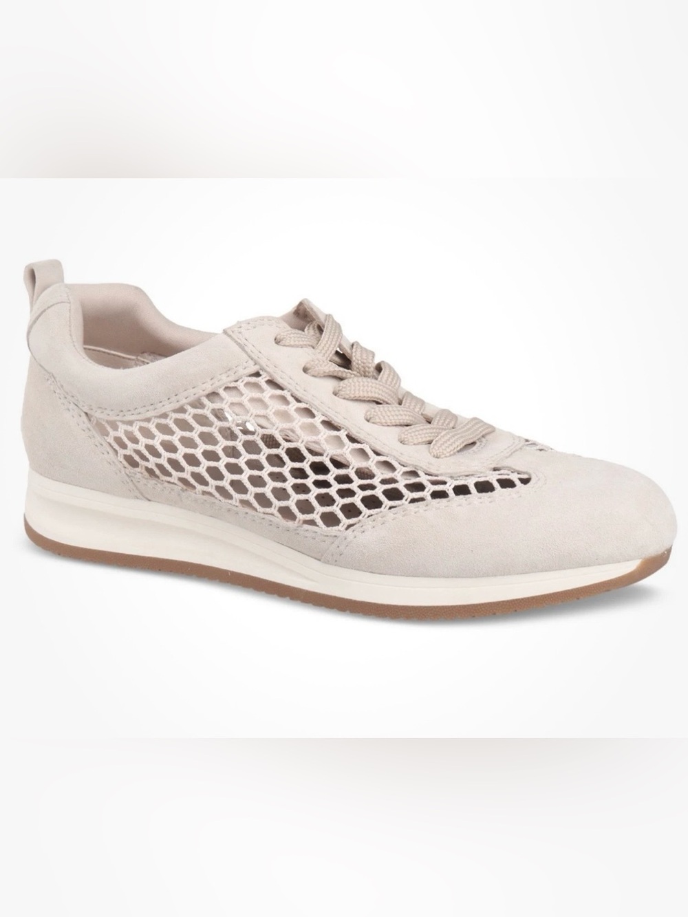 Giani Bernini Women's Tesiaa Mesh Low Profile Lace up Sneakers- Buff Nude